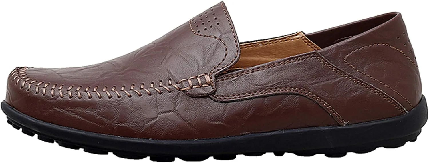 Go Tour Men's Premium Genuine Leather Casual Slip on Loafers Breathable Driving Shoes Fashion Slipper