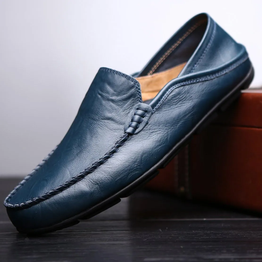 Go Tour Men's Premium Genuine Leather Casual Slip on Loafers Breathable Driving Shoes Fashion Slipper