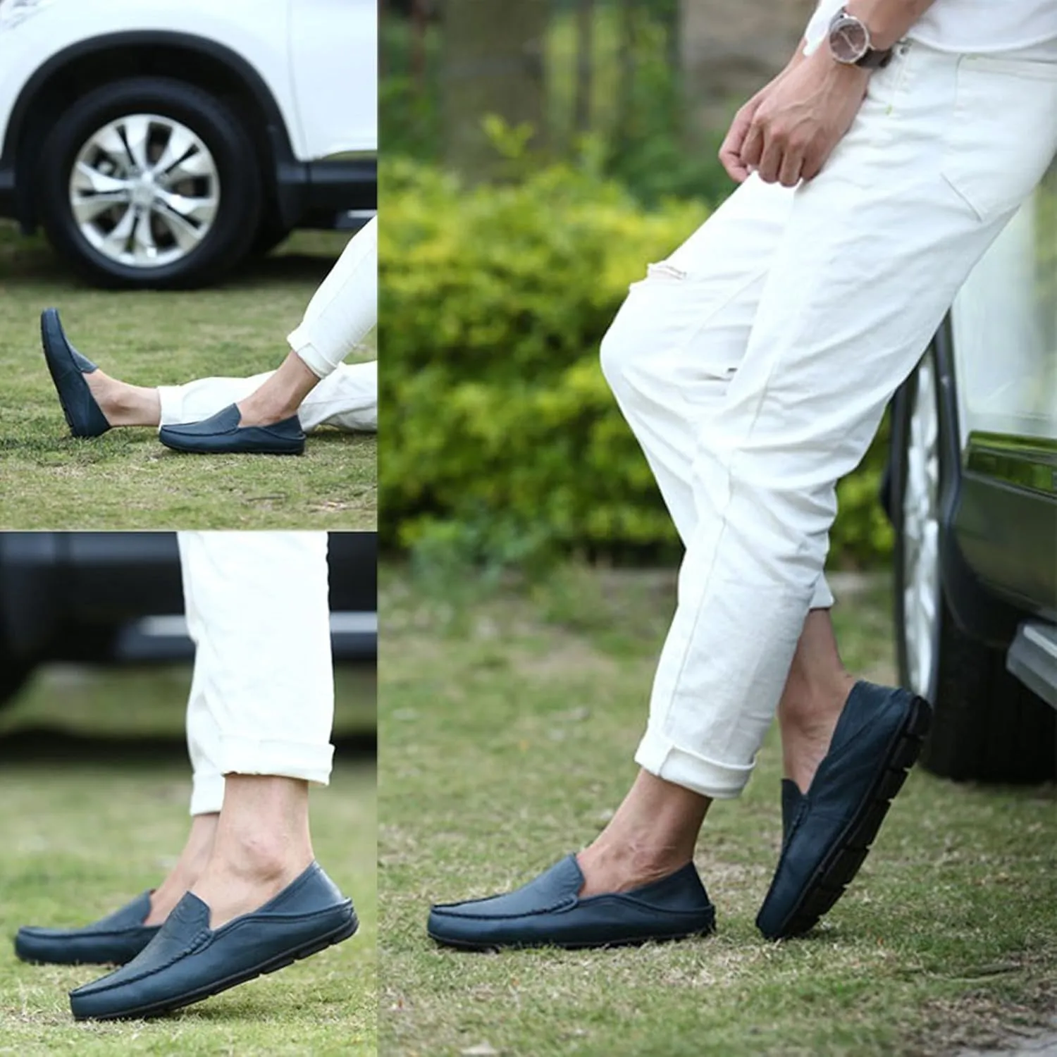 Go Tour Men's Premium Genuine Leather Casual Slip on Loafers Breathable Driving Shoes Fashion Slipper