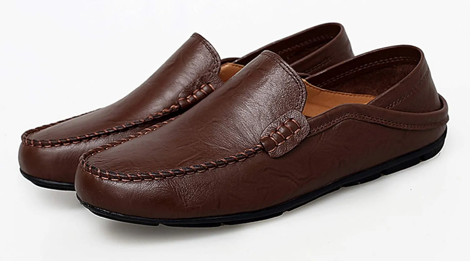 Go Tour Men's Premium Genuine Leather Casual Slip on Loafers Breathable Driving Shoes Fashion Slipper