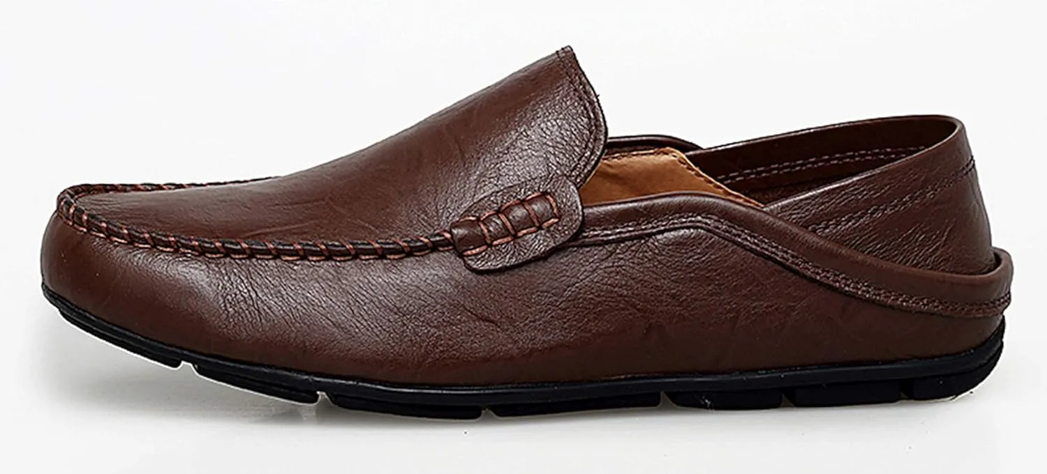 Go Tour Men's Premium Genuine Leather Casual Slip on Loafers Breathable Driving Shoes Fashion Slipper