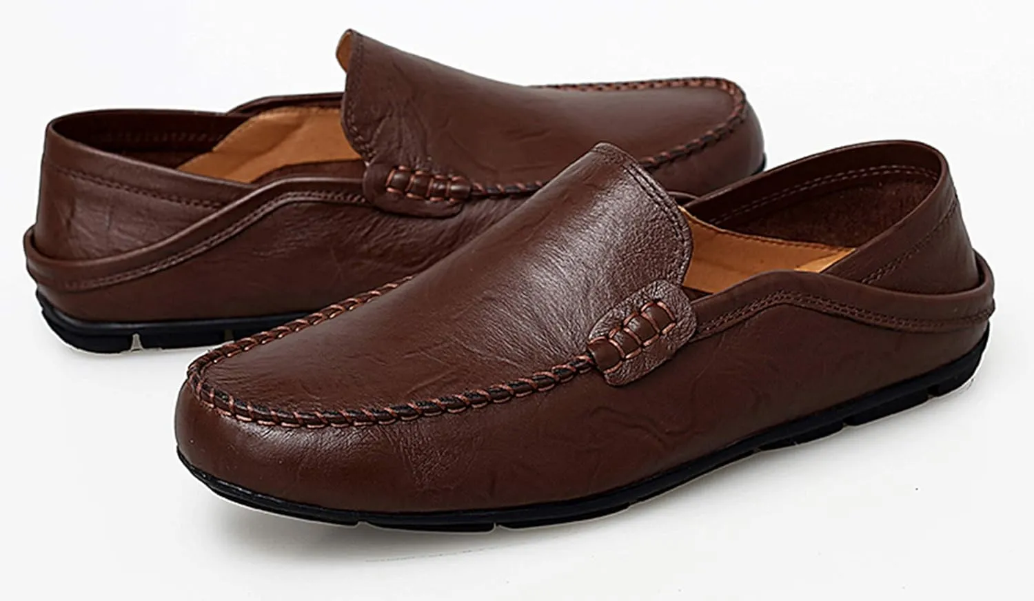 Go Tour Men's Premium Genuine Leather Casual Slip on Loafers Breathable Driving Shoes Fashion Slipper