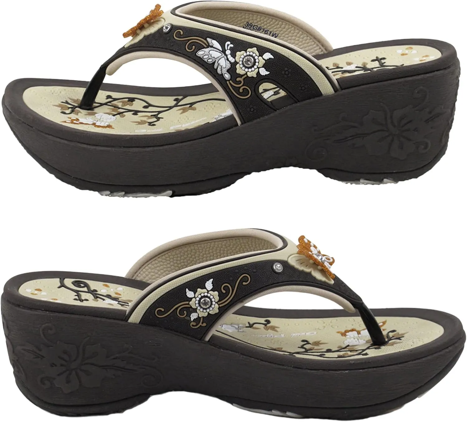 Gold Pigeon Shoes Comfortable Wedge Sandals, Women's Platform Sandals Casual Summer Beach, Heeled Wedges 2.75"