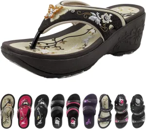 Gold Pigeon Shoes Comfortable Wedge Sandals, Women's Platform Sandals Casual Summer Beach, Heeled Wedges 2.75"