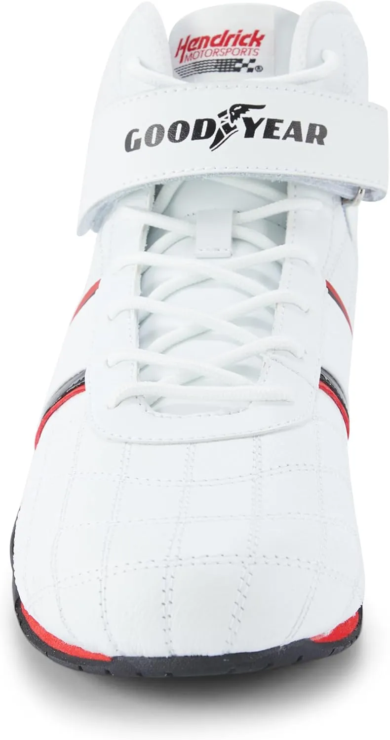 Goodyear Racing Mens Driving Sneakers Hendrick Motorsports Accelerate High Top Athletic Leather Racing Shoes for Adults Performance Footwear with Non-Slip EVA Rubber Soles