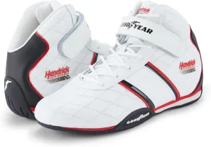 Goodyear Racing Mens Driving Sneakers Hendrick Motorsports Accelerate High Top Athletic Leather Racing Shoes for Adults Performance Footwear with Non-Slip EVA Rubber Soles