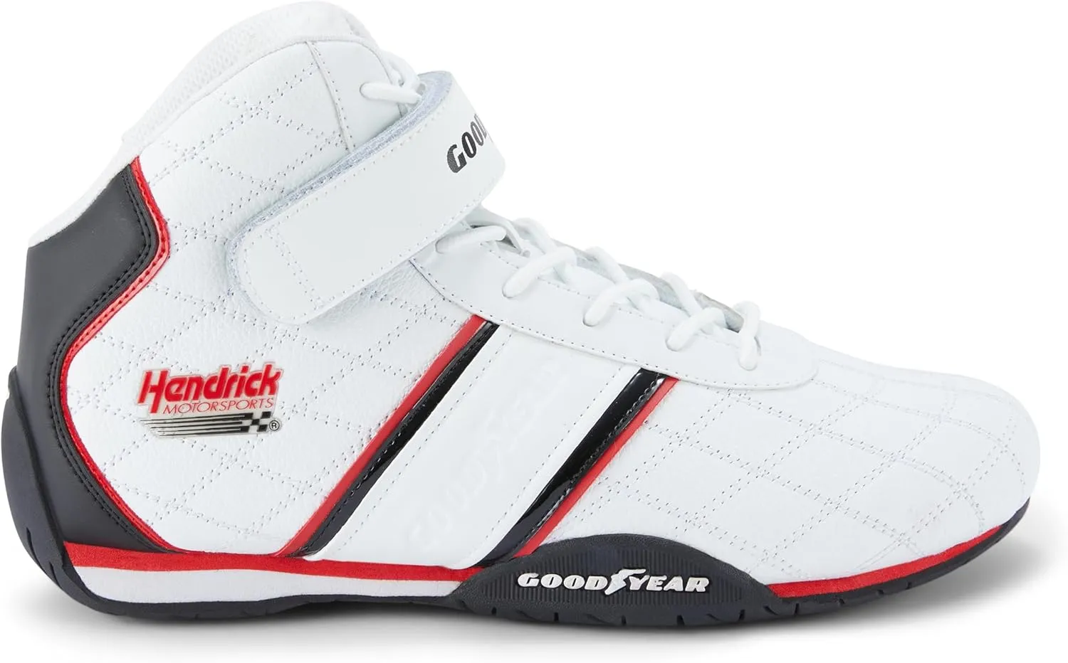 Goodyear Racing Mens Driving Sneakers Hendrick Motorsports Accelerate High Top Athletic Leather Racing Shoes for Adults Performance Footwear with Non-Slip EVA Rubber Soles