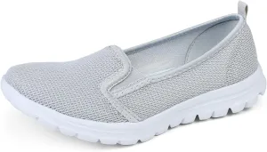 GOSPT Women's Knit Walking Shoes Lightweight Breathable Mesh Slip on Low Top Loafer Flats