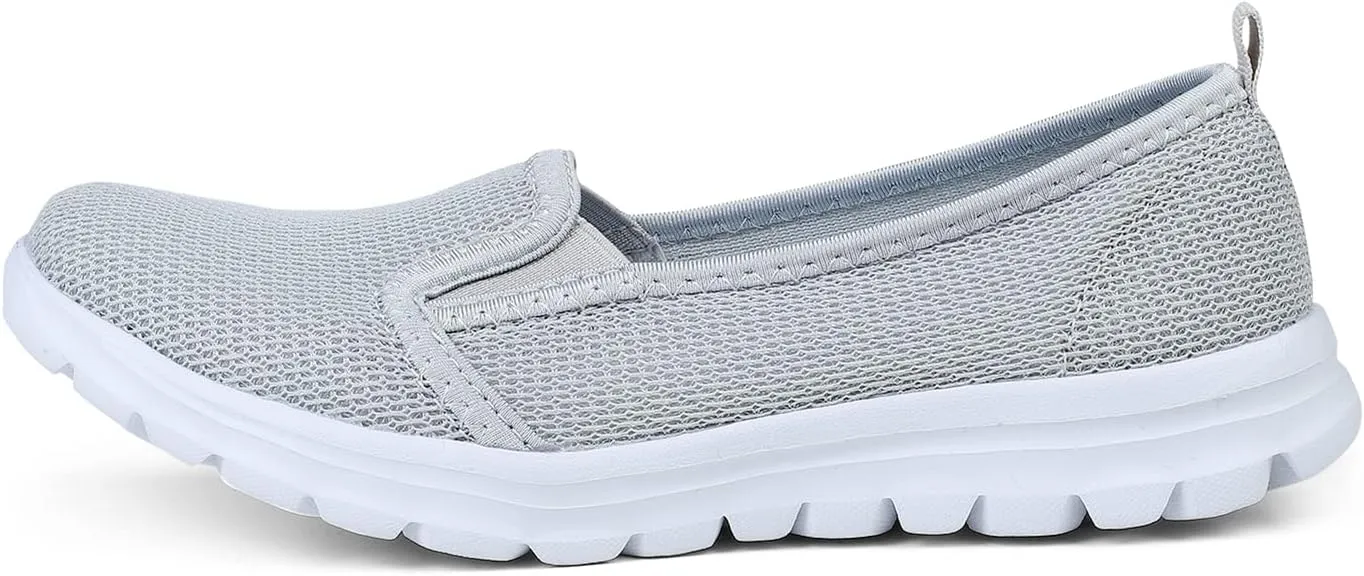 GOSPT Women's Knit Walking Shoes Lightweight Breathable Mesh Slip on Low Top Loafer Flats
