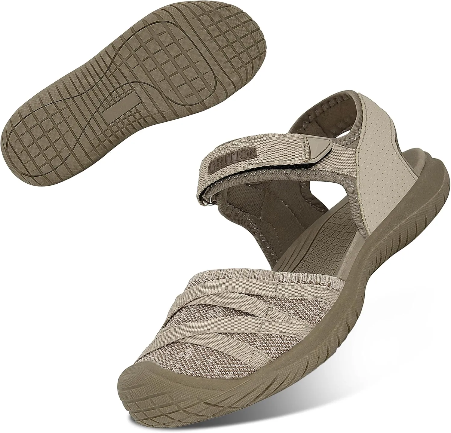 GRITION Hiking Sandals Women Closed Toe, Waterproof Lightweight Adjustable Hiking Athletic Sandals, Breathable For Beach Summer Adventure Comfortable Outdoor Sport