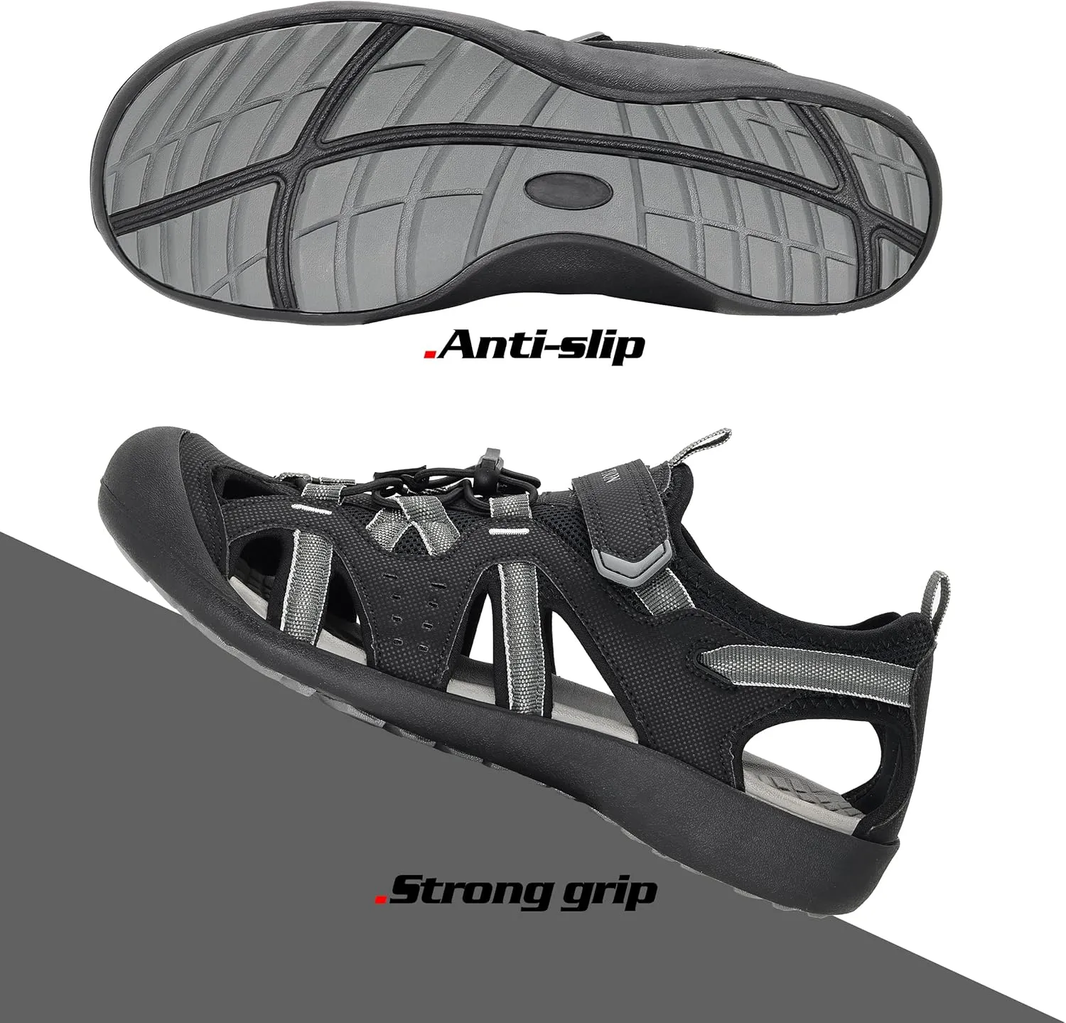GRITION Mens Outdoor Hiking Sandals Summer Beach Closed Toe Water Sandal Waterproof Comfortable Fisherman Adventures Sport Athletic Walking Traveling Shoes Sandles