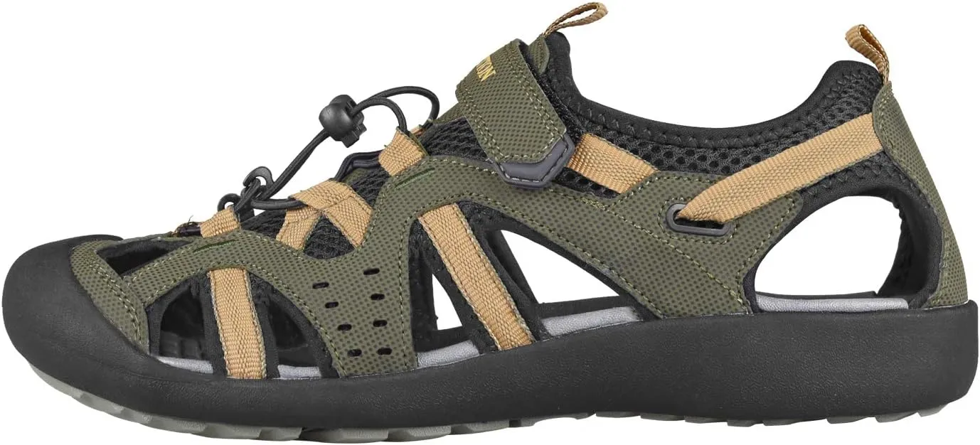 GRITION Mens Outdoor Hiking Sandals Summer Beach Closed Toe Water Sandal Waterproof Comfortable Fisherman Adventures Sport Athletic Walking Traveling Shoes Sandles