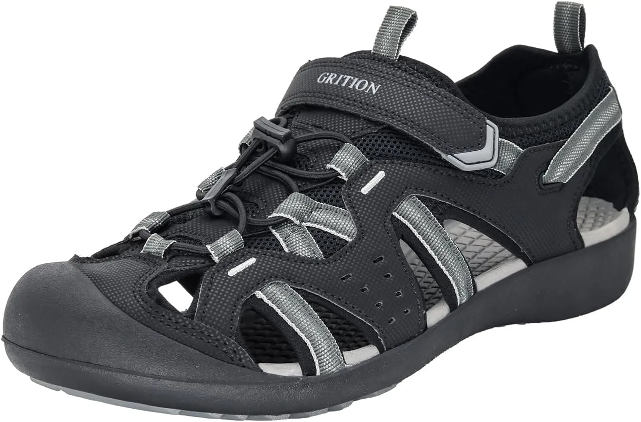 GRITION Mens Outdoor Hiking Sandals Summer Beach Closed Toe Water Sandal Waterproof Comfortable Fisherman Adventures Sport Athletic Walking Traveling Shoes Sandles