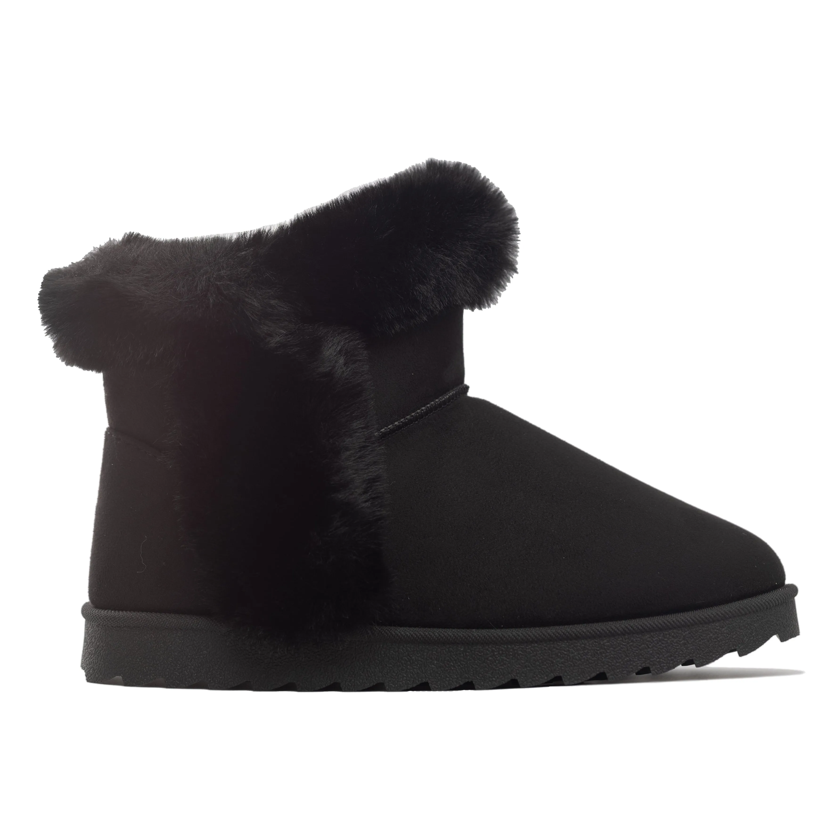 Grizly - Women's Platform Booties, Slip-On Style & Faux Fur Accents, Perfect for Cold Weather Comfort