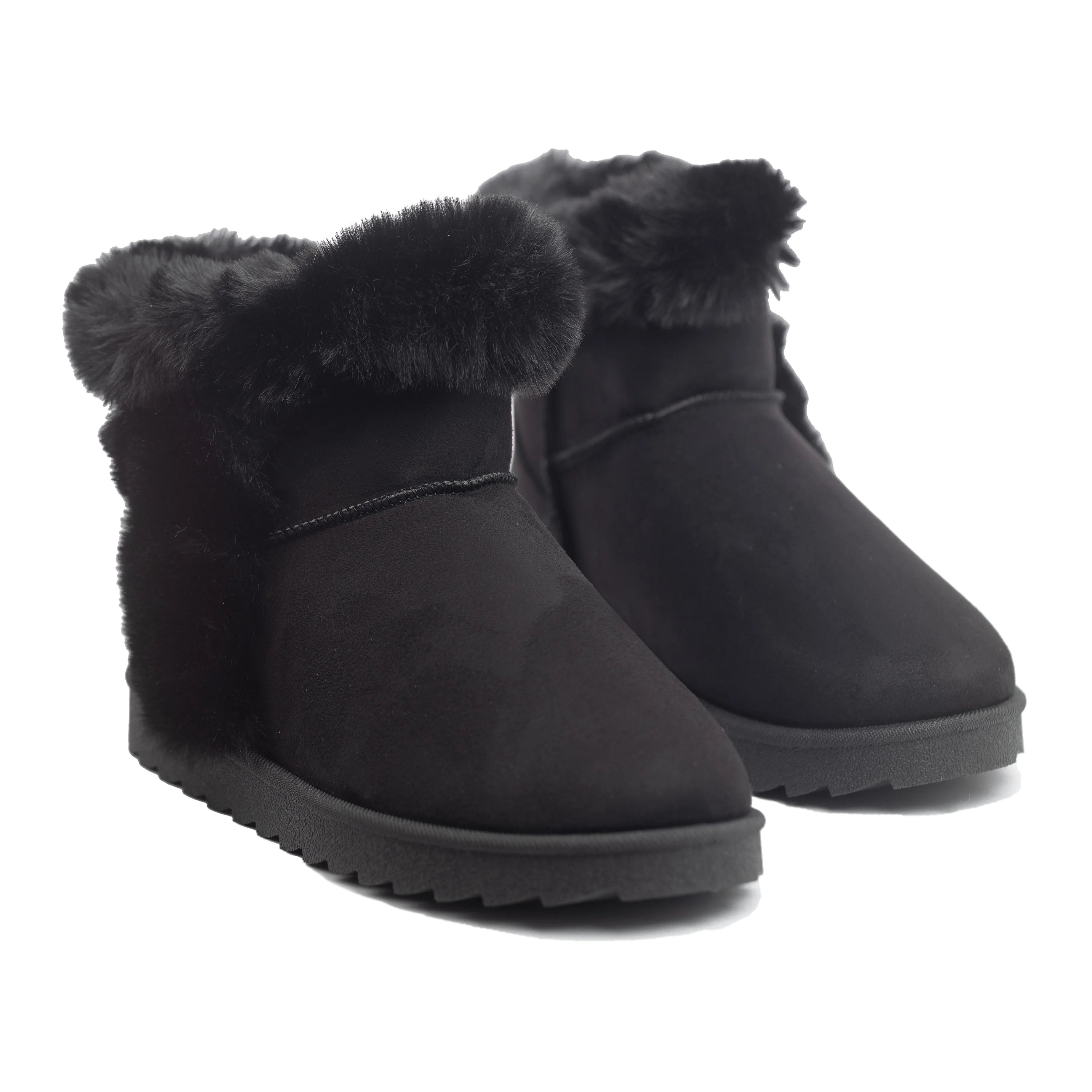 Grizly - Women's Platform Booties, Slip-On Style & Faux Fur Accents, Perfect for Cold Weather Comfort