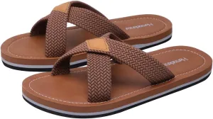 Harssidanzar Men Cross Slide Sandals Slip on Comfortable Lightweight Summer Slipper Shoes For Indoor and Outdoor Quick-Dry KM229US