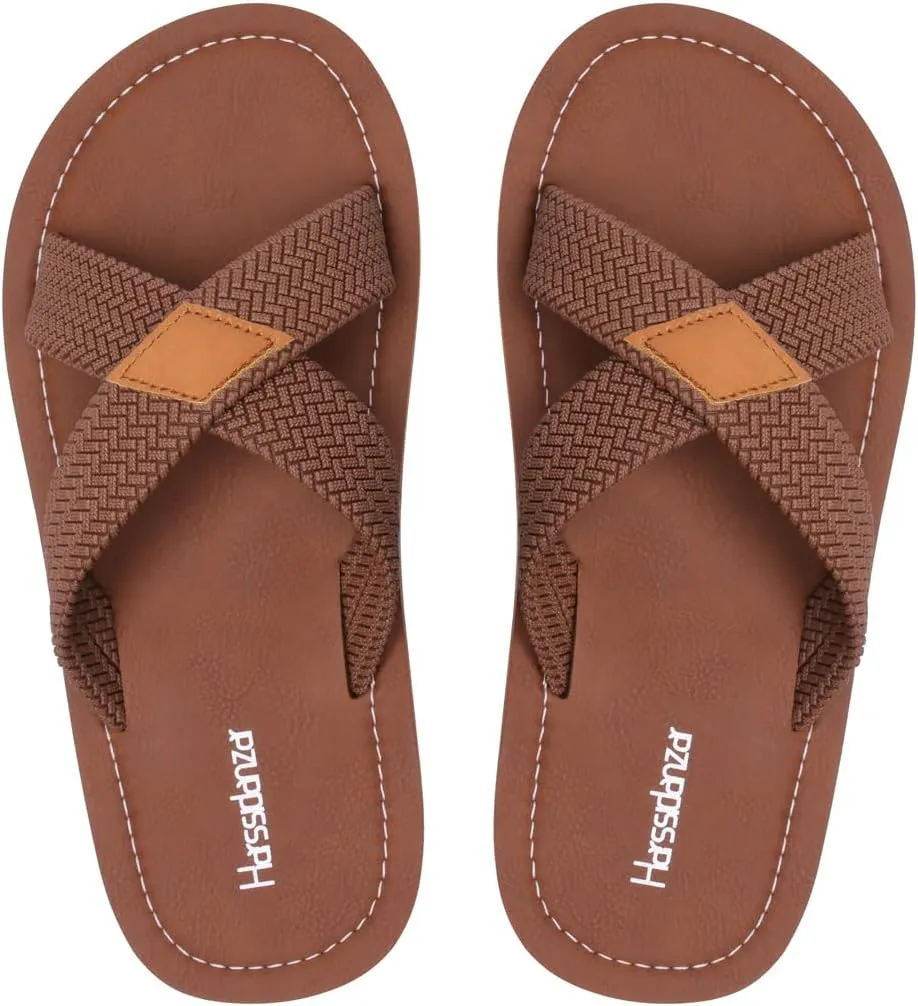 Harssidanzar Men Cross Slide Sandals Slip on Comfortable Lightweight Summer Slipper Shoes For Indoor and Outdoor Quick-Dry KM229US