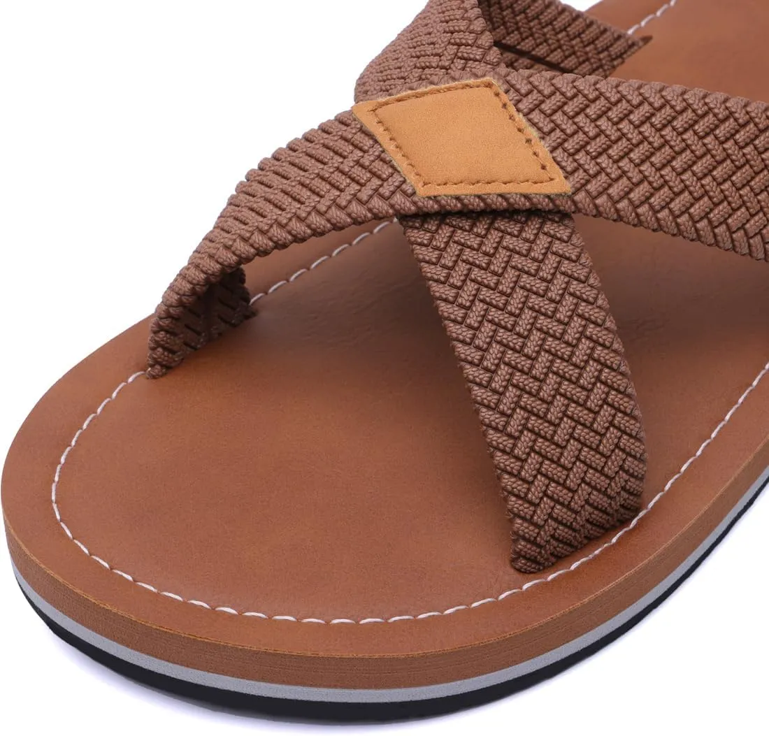 Harssidanzar Men Cross Slide Sandals Slip on Comfortable Lightweight Summer Slipper Shoes For Indoor and Outdoor Quick-Dry KM229US