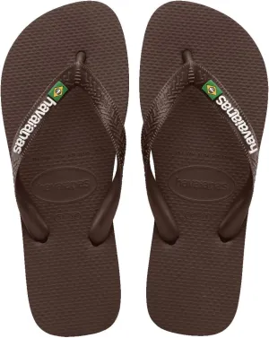 havaianas Men's Brazil Logo Sandal Dark Brown/White Flip-Flop