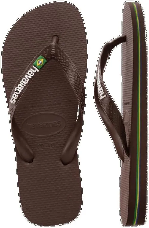 havaianas Men's Brazil Logo Sandal Dark Brown/White Flip-Flop