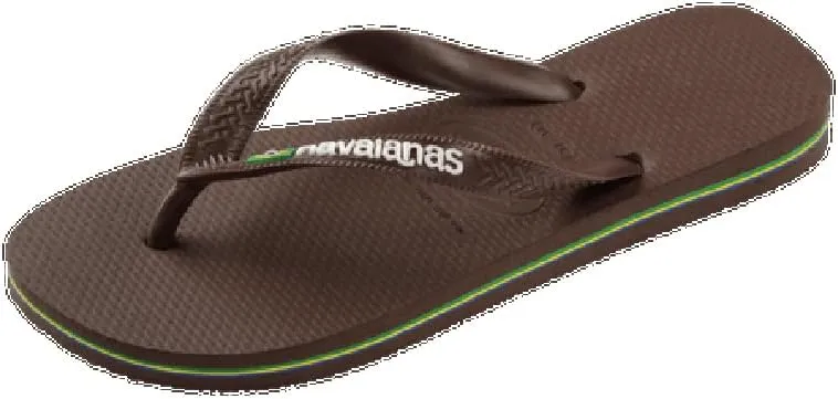 havaianas Men's Brazil Logo Sandal Dark Brown/White Flip-Flop