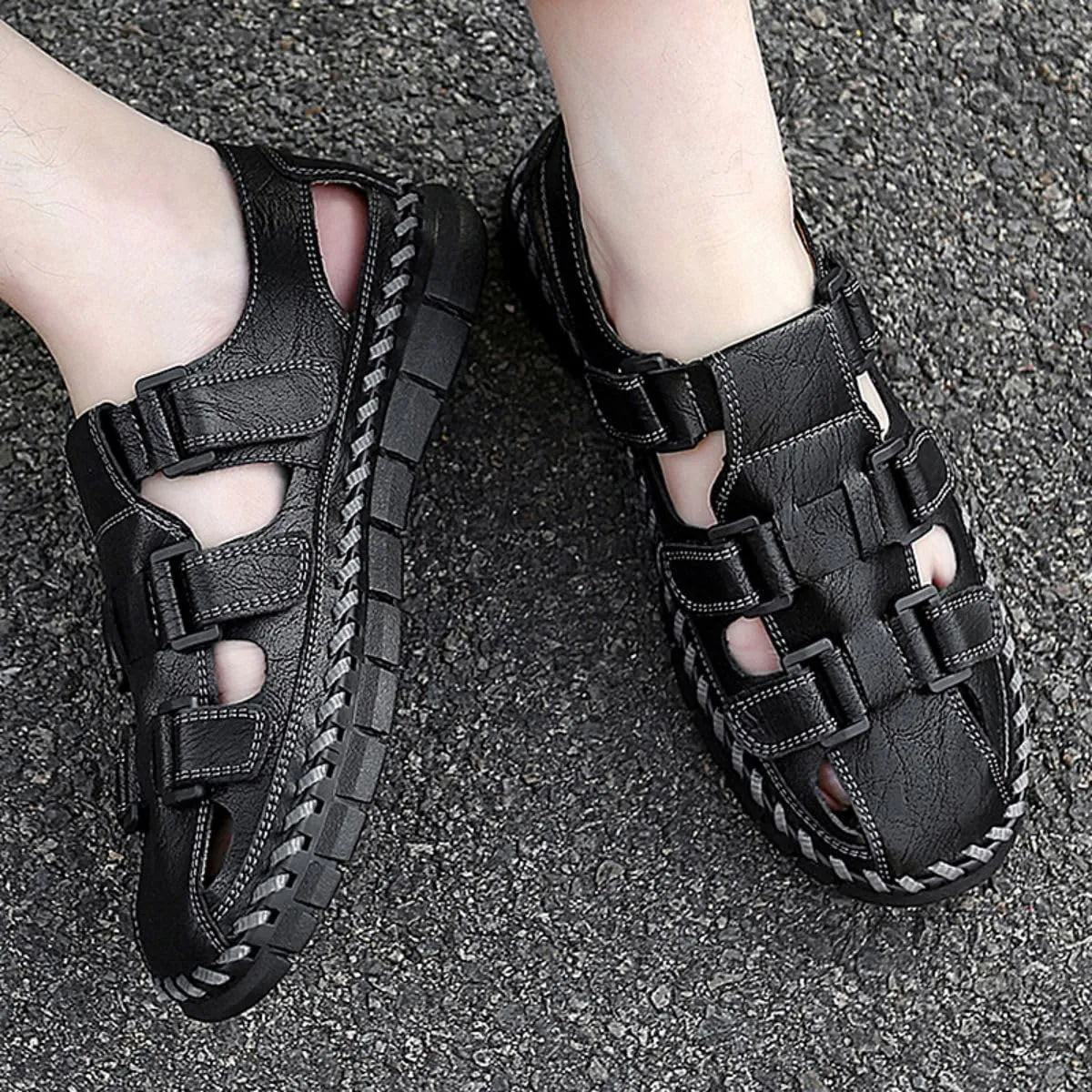 HESBITEUL Mens Sport Sandals Outdoor: Non-Slip MD Slide for Trail Hiking