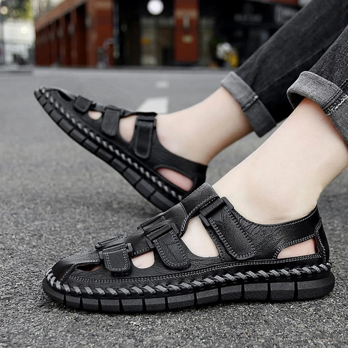 HESBITEUL Mens Sport Sandals Outdoor: Non-Slip MD Slide for Trail Hiking