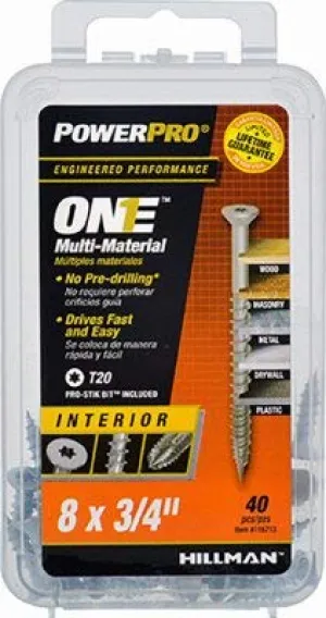 Hillman POWERPRO ONE No. 8 x 3/4 in. L Star Flat Head Zinc-Plated Steel Multi-Material Screw