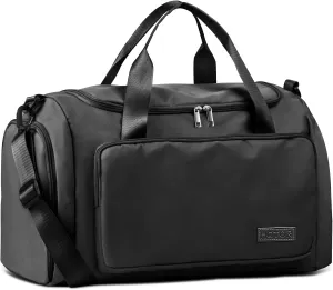 HOTOR Gym Bag for Men and Women - Travel Duffle Bag with Shoe Compartment and Waterproof Pocket, Carry on Luggage with Trolley Sleeve for Sports, Weekend Trips, Black, 19.7" × 9.8" × 11.8"