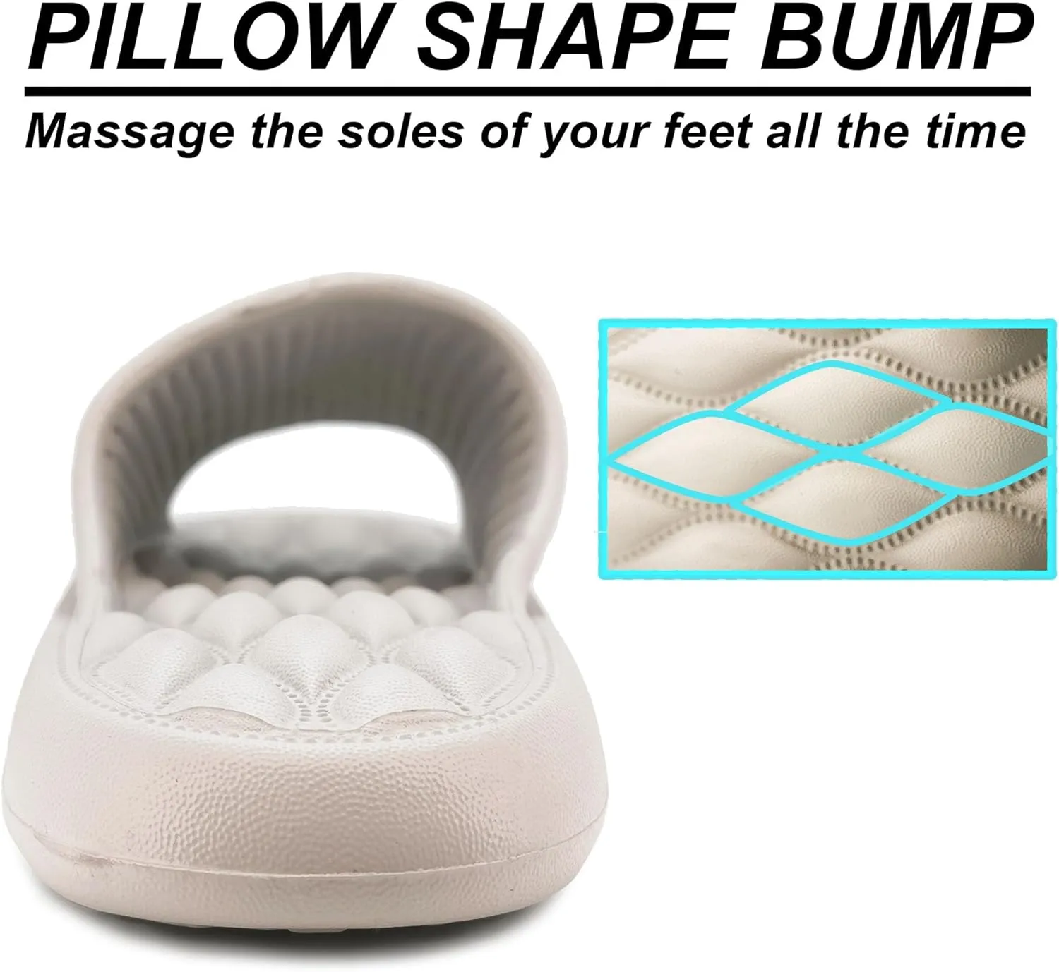 House Slides for Women Men Cloud Pillow Slippers Sandals, Non-Slip Shower Shoes, Cushioned Thick Sole Fit Bathroom Bedroom Pool Beach