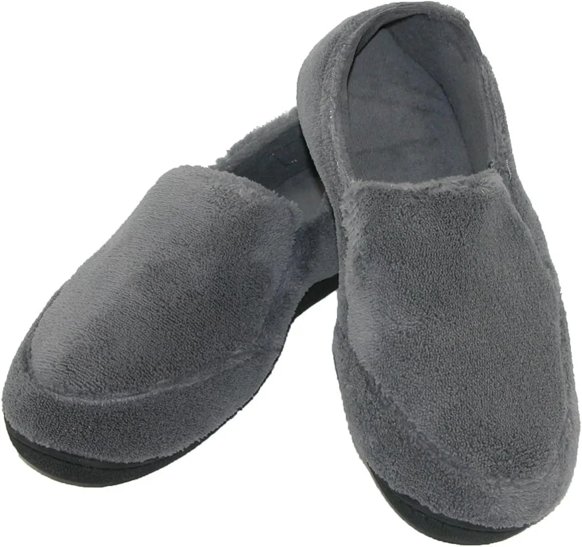 isotoner Men's Terry Moccasin Slipper with Memory Foam for Indoor/Outdoor Comfort