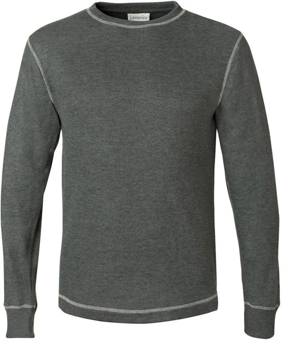 J America Adult Vintage Thermal Flat Lock T-Shirt, CHARL HTR/VINT WHT, XXX-Large