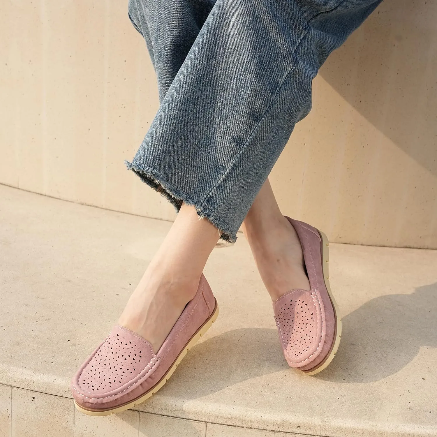 JABASIC Womens Penny Loafers Breathable Slip on Flat Shoes Moccasins