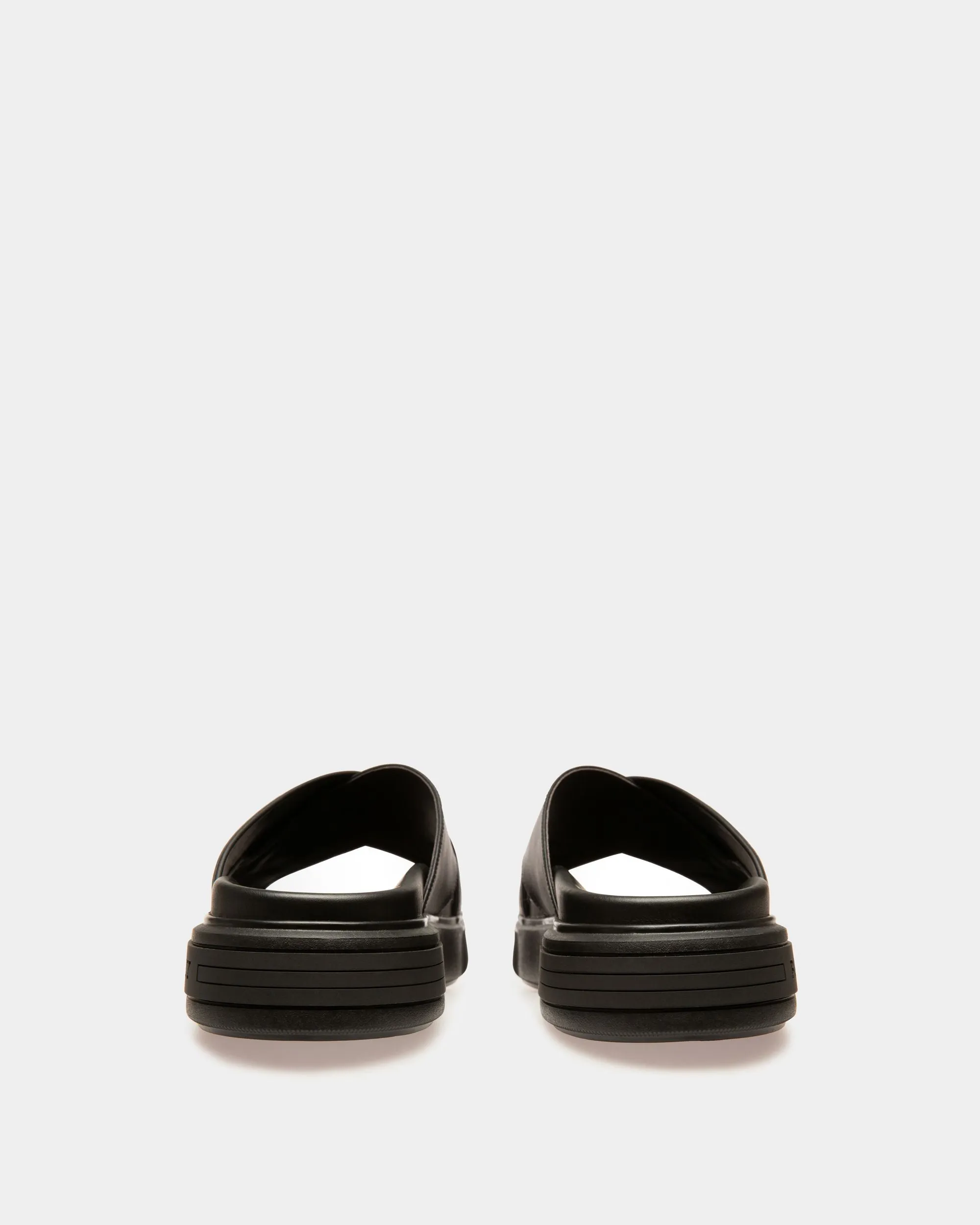 Jarko Leather Sandals In Black & Bally Red