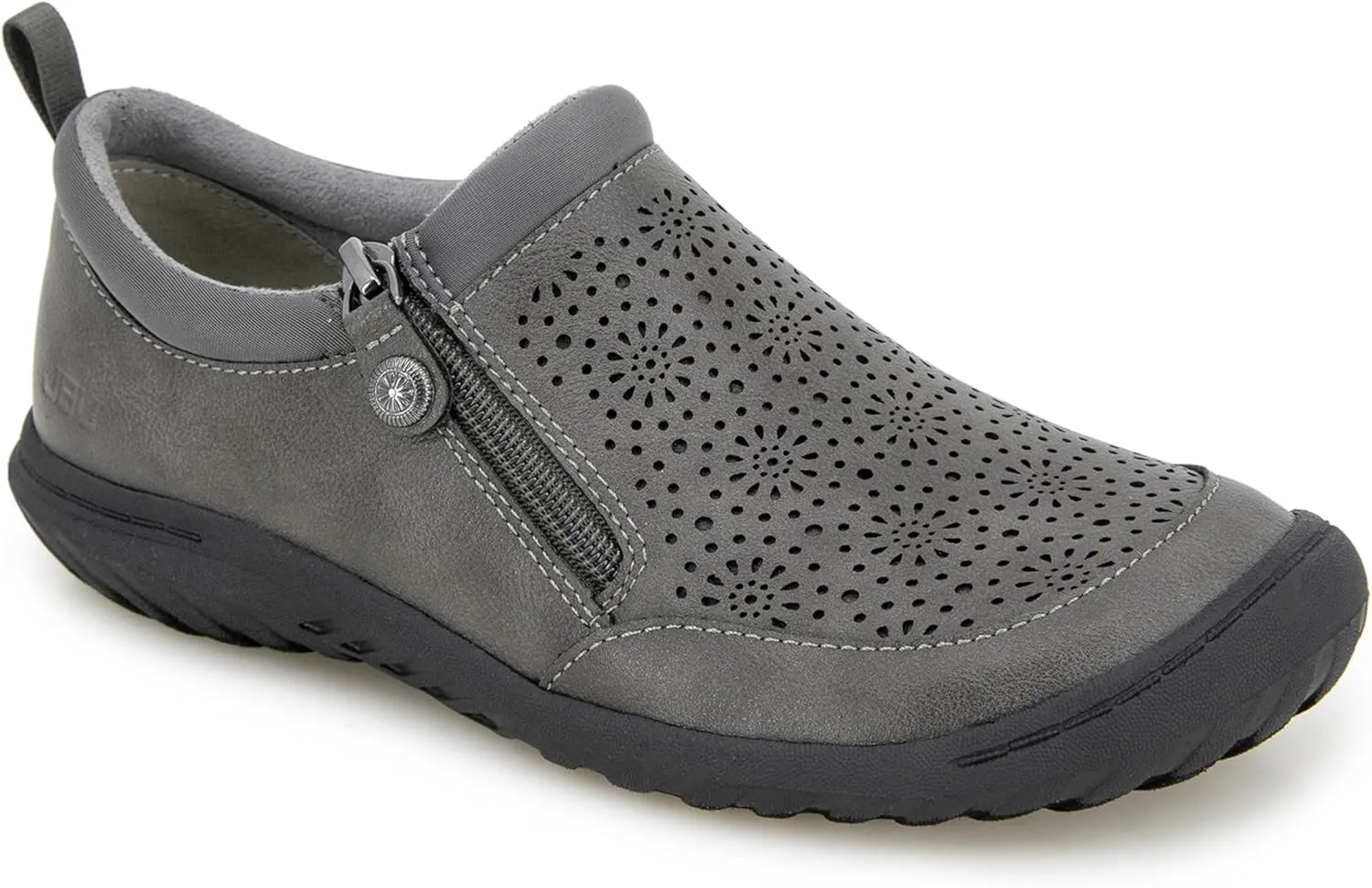 JBU Women's Avery Side Zipper Slip On Comfort Casual Oxford Flat