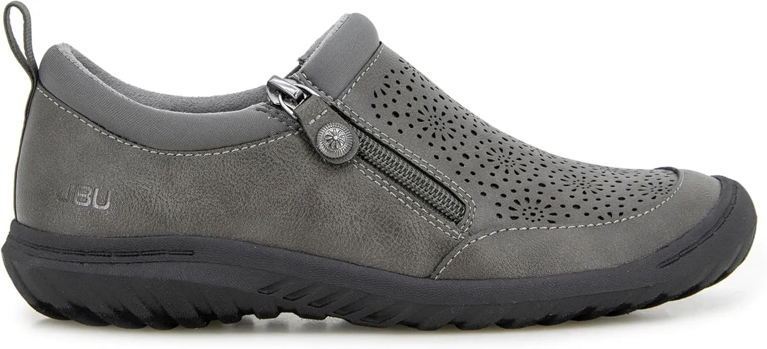 JBU Women's Avery Side Zipper Slip On Comfort Casual Oxford Flat