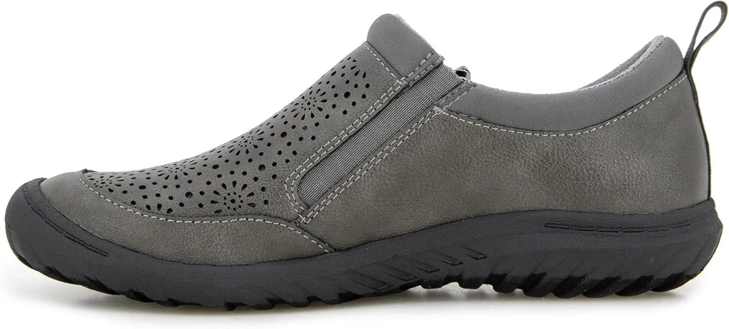 JBU Women's Avery Side Zipper Slip On Comfort Casual Oxford Flat