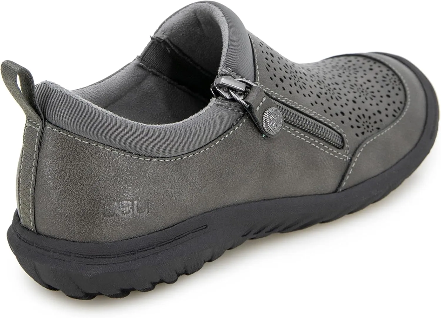 JBU Women's Avery Side Zipper Slip On Comfort Casual Oxford Flat