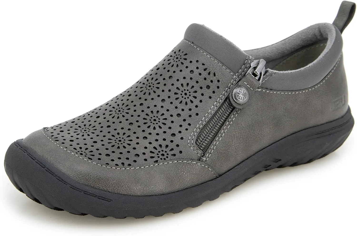 JBU Women's Avery Side Zipper Slip On Comfort Casual Oxford Flat