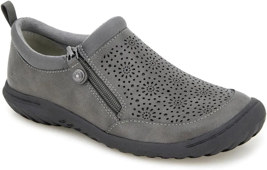 JBU Women's Avery Side Zipper Slip On Comfort Casual Oxford Flat