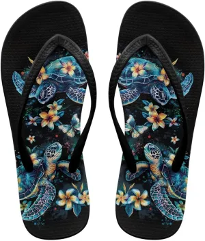 Jeiento Flip Flops for Women Slip On Sandal Sea Animal Flip-Flop Slides Quick Dry Beach Sandals with Non Slip Soles