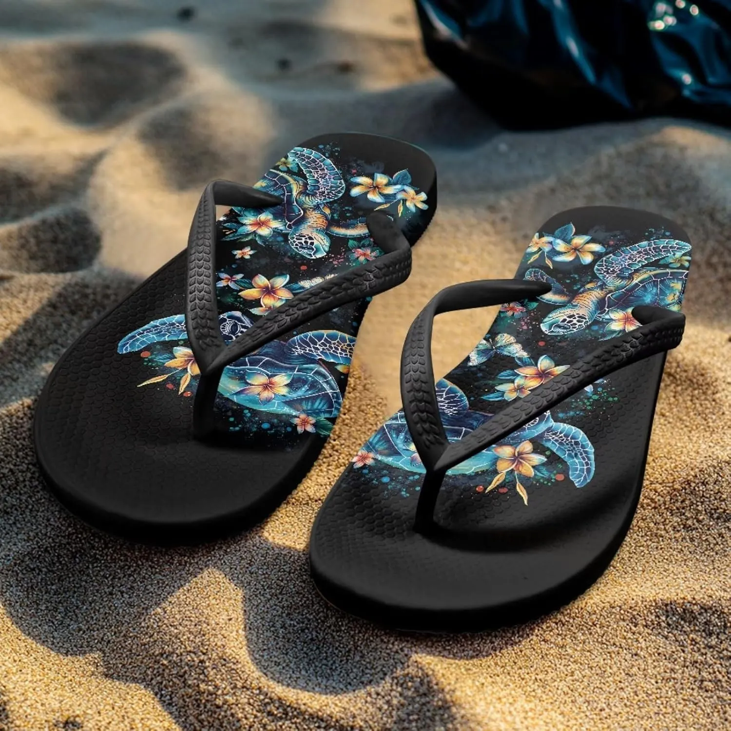 Jeiento Flip Flops for Women Slip On Sandal Sea Animal Flip-Flop Slides Quick Dry Beach Sandals with Non Slip Soles