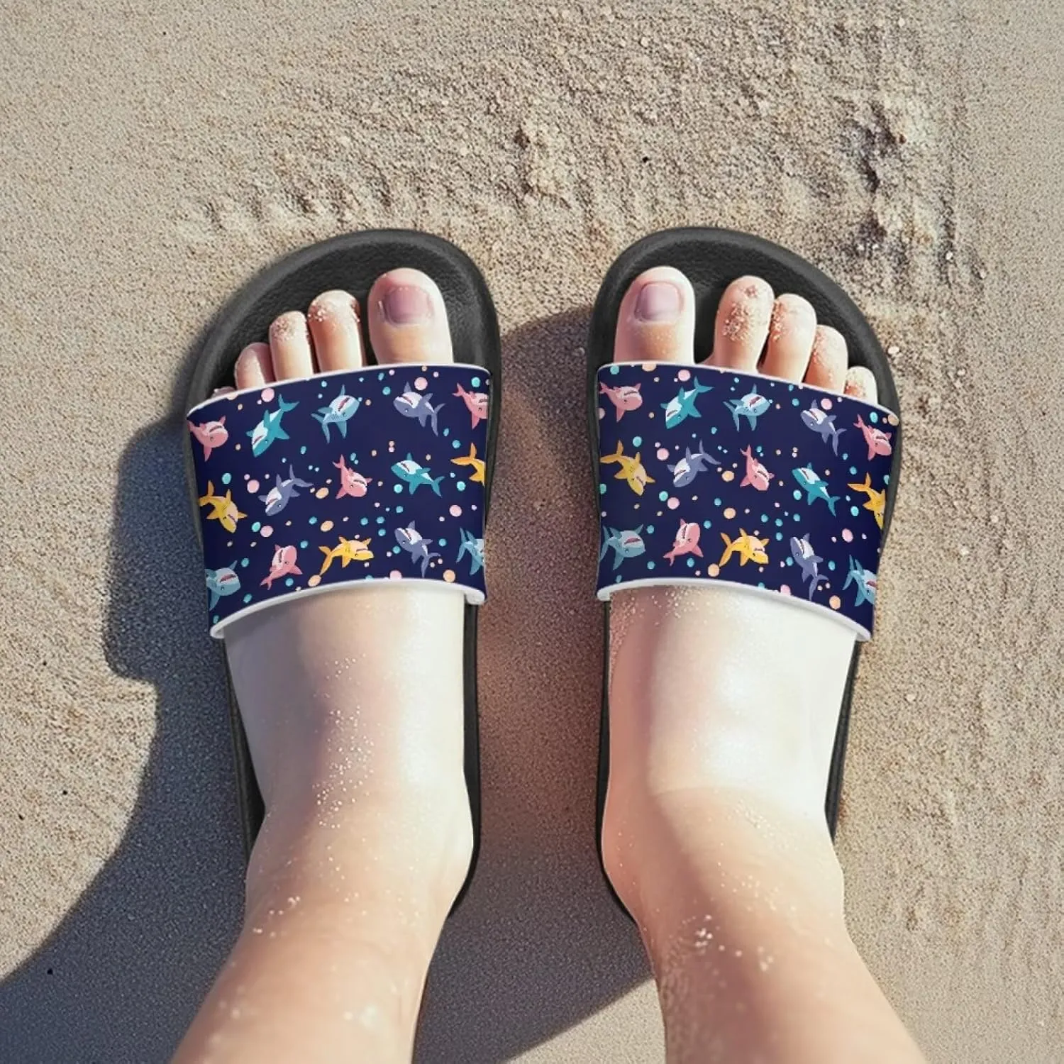Jeiento Kids Slides for Boy Girl Soft Comfort Children Home Shoes Non-Slip Novelty Open Toe Sandal Youth Shower Shoes