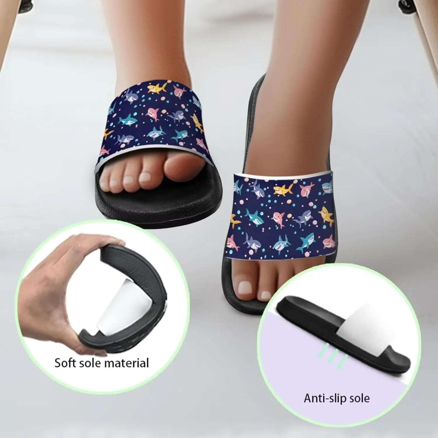 Jeiento Kids Slides for Boy Girl Soft Comfort Children Home Shoes Non-Slip Novelty Open Toe Sandal Youth Shower Shoes