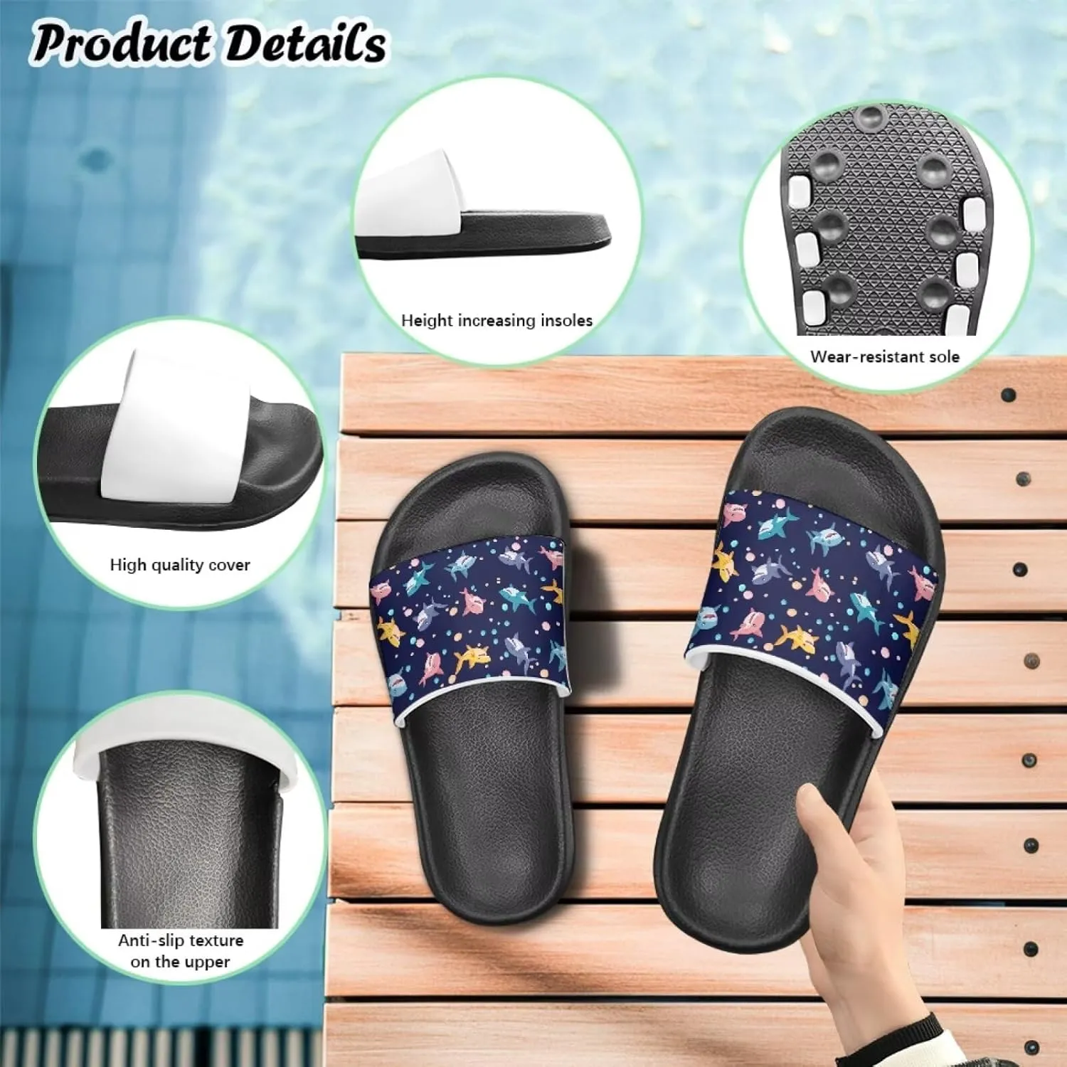 Jeiento Kids Slides for Boy Girl Soft Comfort Children Home Shoes Non-Slip Novelty Open Toe Sandal Youth Shower Shoes