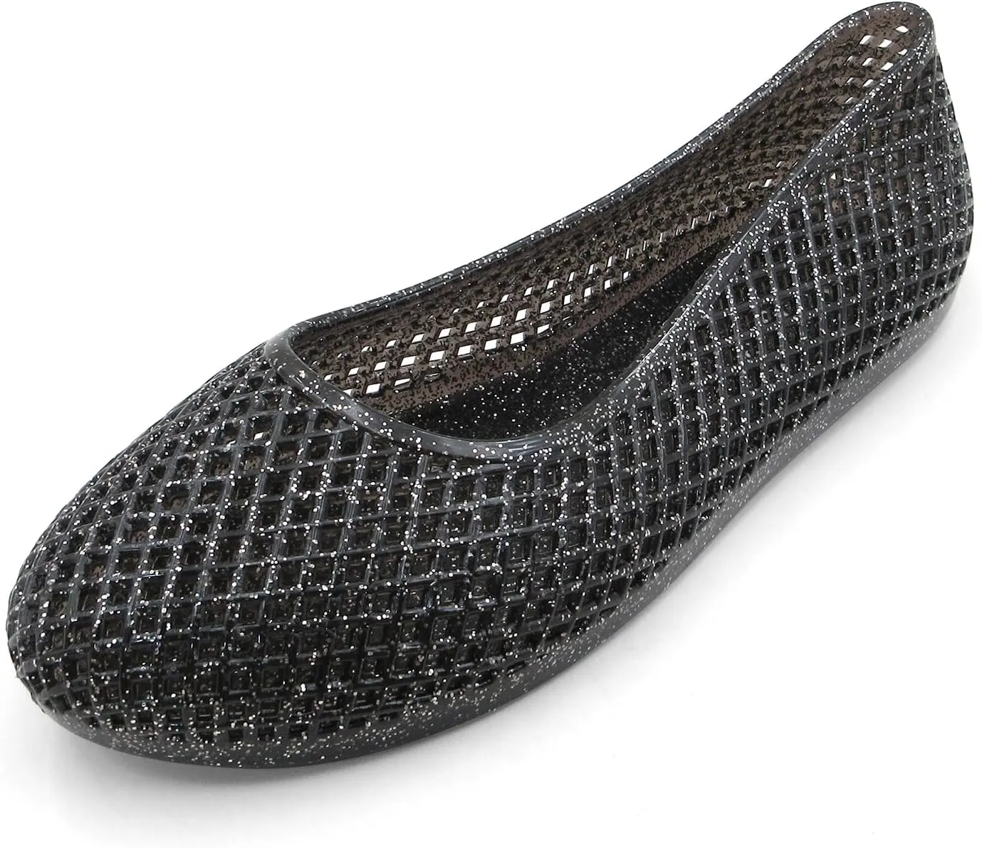 Jelly Mesh Ballet Flats for Women Clear Hollow Jellies Flat Sandals Round Toe Slip On Beach Flat Shoes