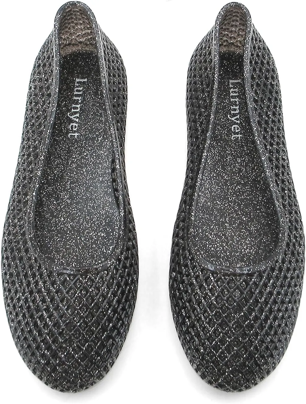 Jelly Mesh Ballet Flats for Women Clear Hollow Jellies Flat Sandals Round Toe Slip On Beach Flat Shoes