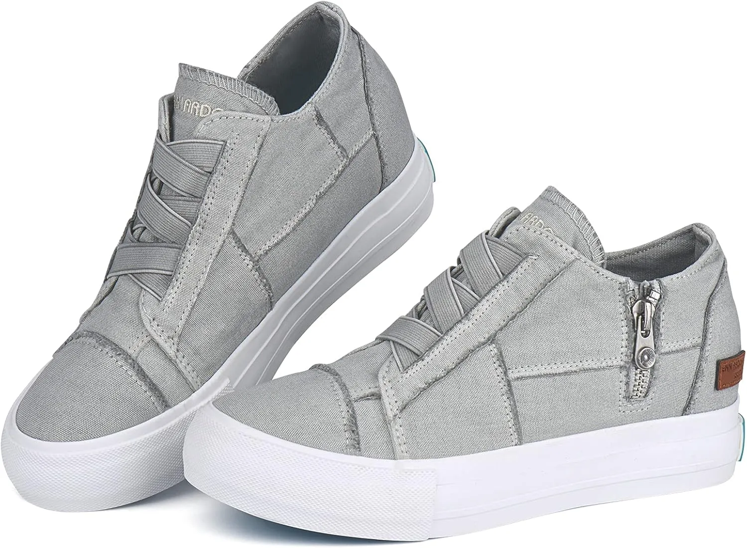 JENN ARDOR Wedge Sneakers for Women Fashion Canvas Shoes Casual Platform Hidden Heel Womens Slip On Sneaker Non Slip Side Zipper