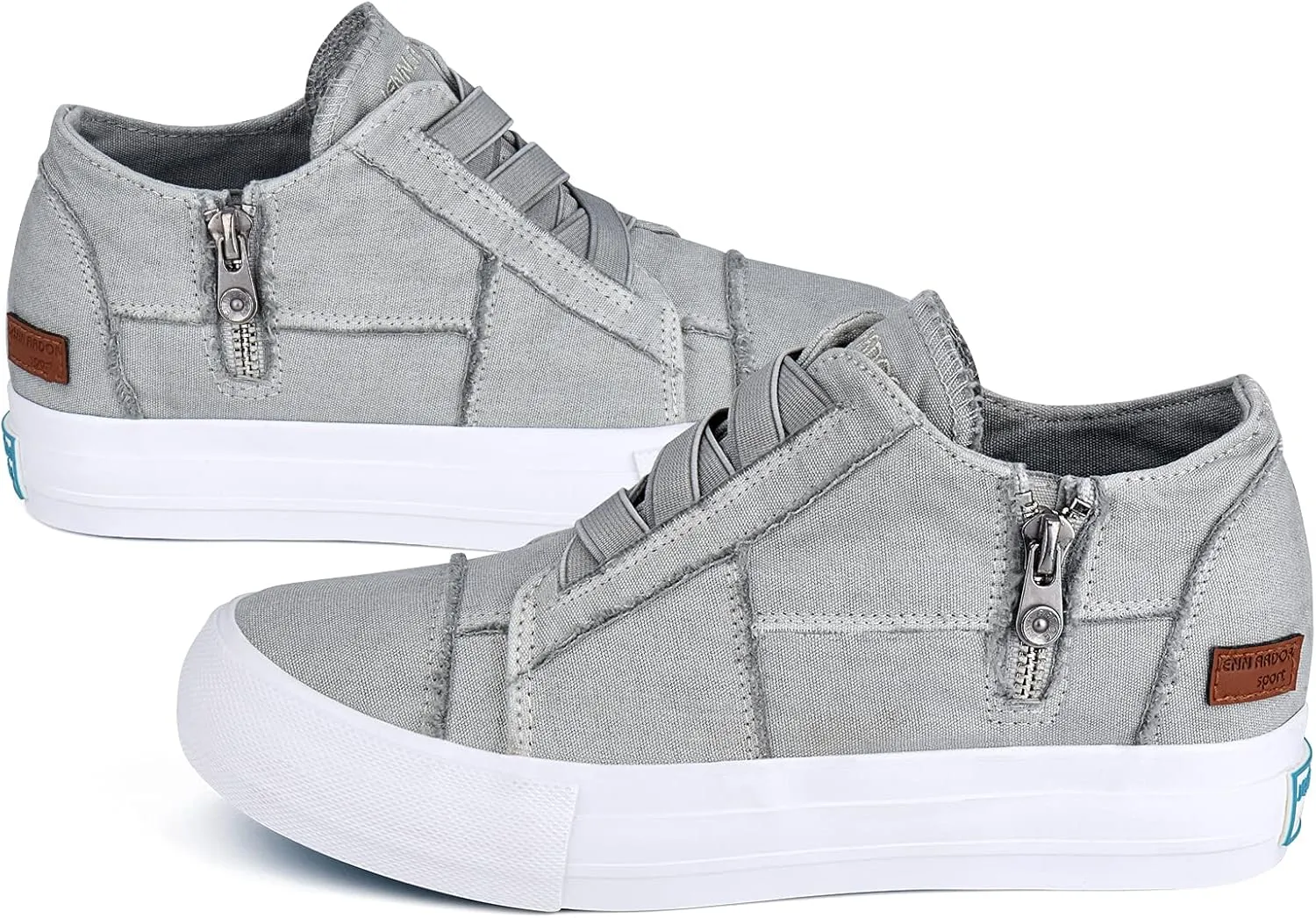 JENN ARDOR Wedge Sneakers for Women Fashion Canvas Shoes Casual Platform Hidden Heel Womens Slip On Sneaker Non Slip Side Zipper