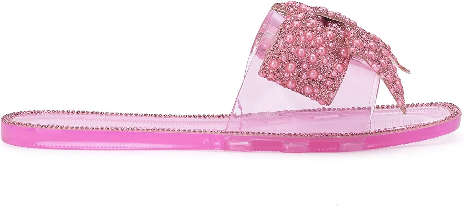 Jessica Simpson Womens Kilenya Bow Slip On Slide Sandals